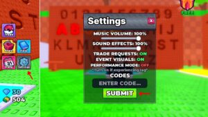 Bước 1 nhập code Collect The Alphabet Codes