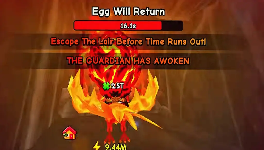 Bộ đếm Egg Will Return yêu cầu người chơi mang Volcanic Egg thoát khỏi Dragon's Lair