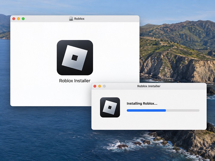 Trình cài Roblox Player đang hoạt động trên macOS.