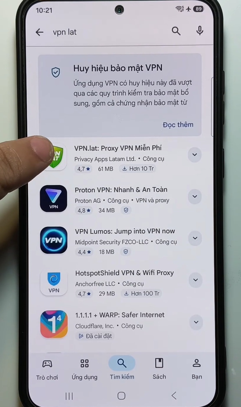 Trang ứng dụng VPN LAT trên Google Play