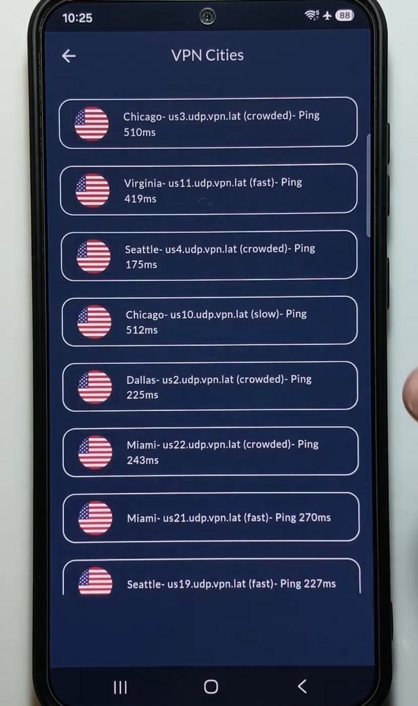 Danh sách máy chủ United States trong VPN LAT