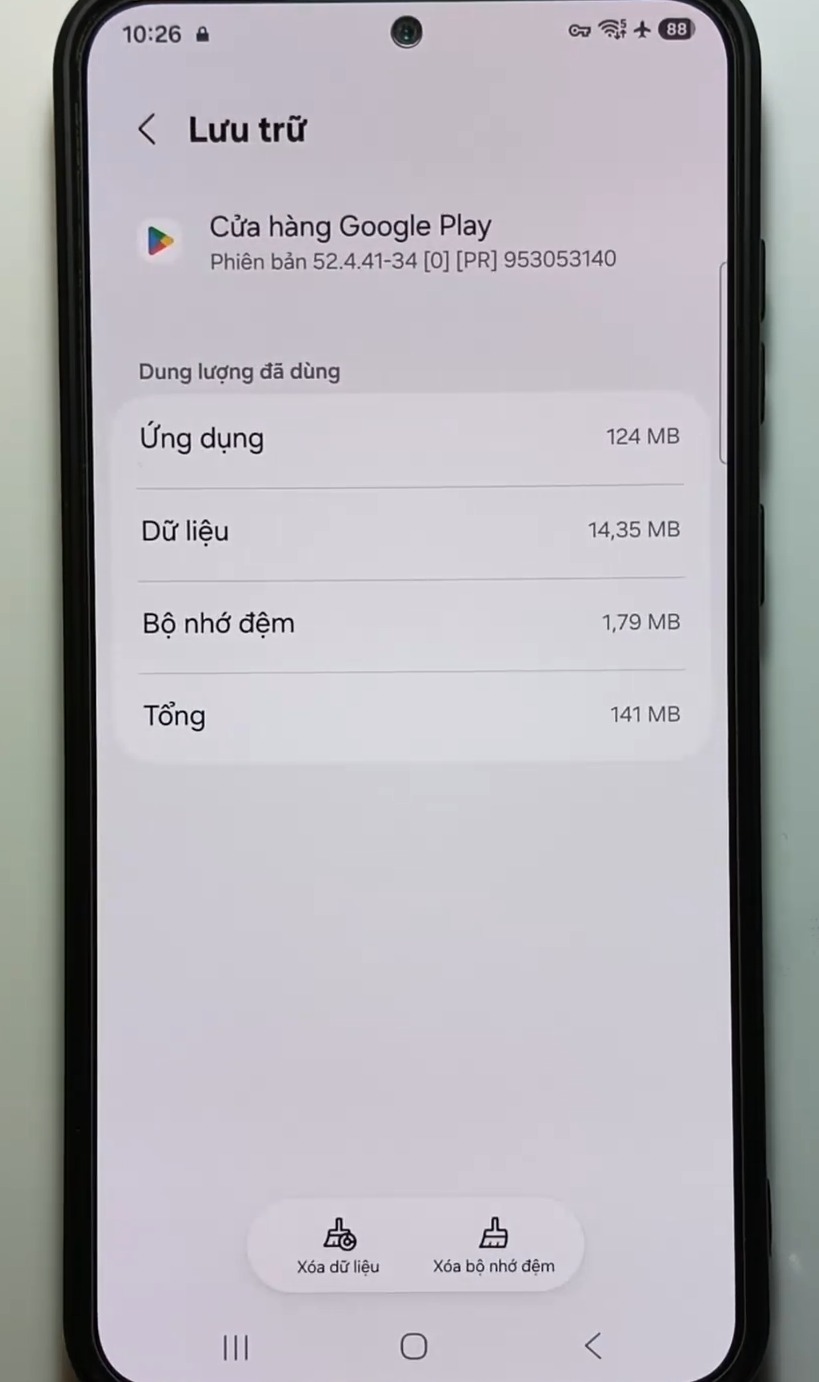 Tùy chọn Xóa dữ liệu trong phần lưu trữ của Cửa hàng Play